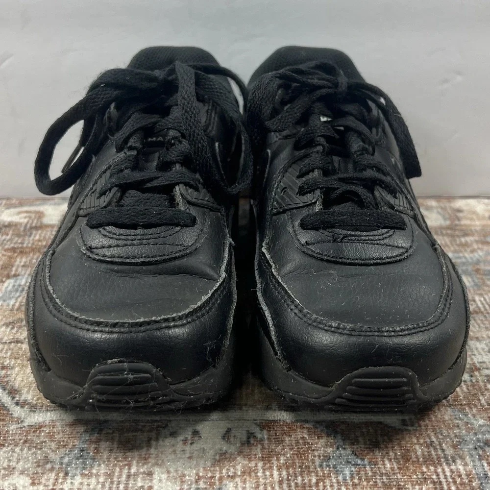 Nike Air Max 90 Sneakers Youth Kids 3Y Black‎ Leather Running Shoes CD6867-001